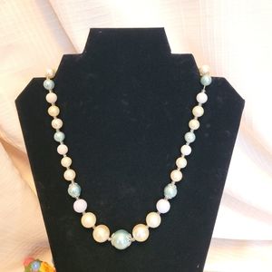 Vintage Pale Blue Bead Necklace